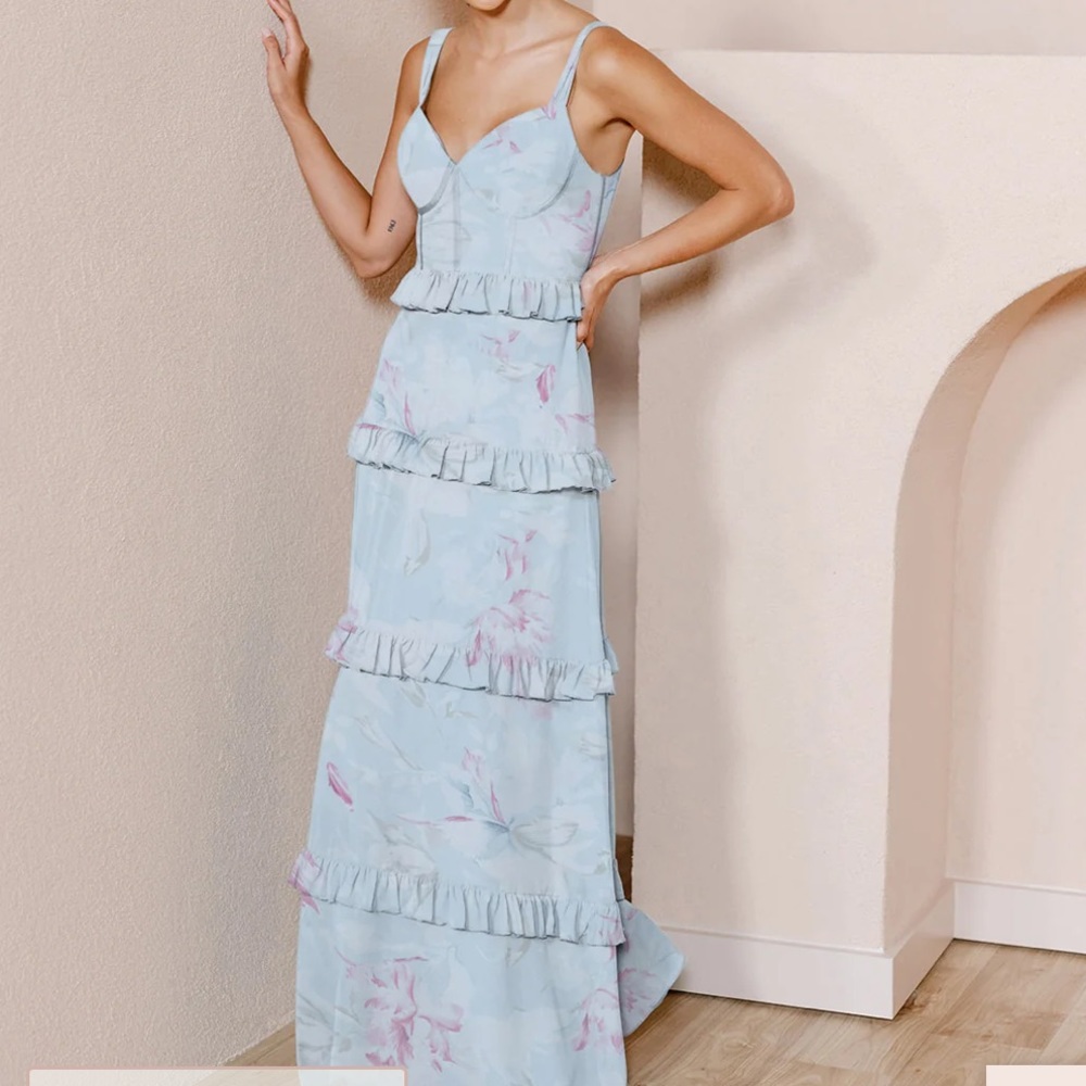 Revelry Floral blue Sloane Chiffon Dress size 10